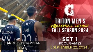 Triton Mens Volleyball League Fall Season 2024 • Andersen Bombers vs UFly • Set 1 [upl. by Jabe]