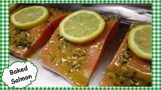 The BEST Oven Baked Salmon  Easy Healthy Lemon Garlic Salmon Recipe [upl. by Llenram]