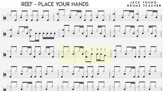 Place your hands  Reef  Drums Notation 🎵 [upl. by Eynaffit599]