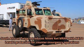 South African Twiga introduces Nkwe 4x4 MRAP with NATO Level 2 protection for counter insurgency ope [upl. by Nylqcaj611]