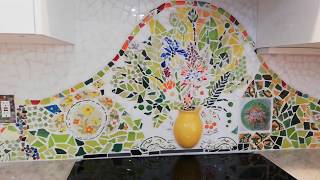 Kitchen Custom Mosaic Backsplash Step By Step [upl. by Penman]