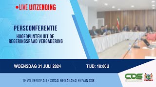 PERSCONFERENTIE HOOFDPUNTEN UIT DE REGERINGSRAAD VERGADERING 31 JULI 2024 [upl. by Binah]