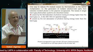 Dr Kamel Agroui Semiconductors Technology for Energetic Research Center CRTSE [upl. by Ul]