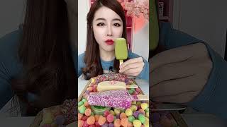 green ice cream eat asmr ytshorts shorts viral [upl. by Riebling226]