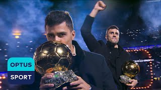 RODRI unveils Ballon dOr in front of a PACKED Etihad Stadium before Citys match against Tottenham [upl. by Ynoyrb]