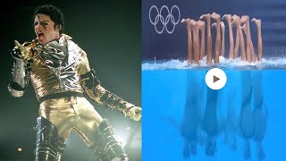 Olympics 2024 USA artistic swimmers moonwalk upside down underwater during Michael Jackson routine [upl. by Nogam]