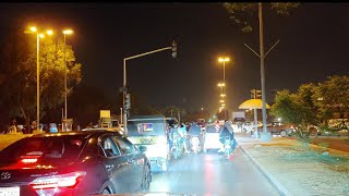 Karachi Malir cantt To Jinnah International Airport  Night street view karachi [upl. by Earehs]