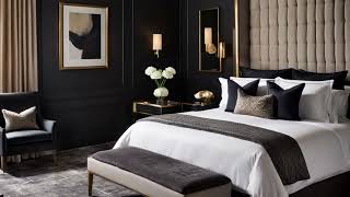 Luxurious HotelStyle Bedroom  Dark Walls and Sleek Furniture [upl. by Chaing507]