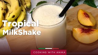 Smoothiest Tropical Milkshake  banana peach smoothie  banana peach milkshake  milkshake [upl. by Loretta]