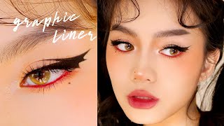 EGIRL GRAPHIC BAT LINER MAKEUP with subs 🐈‍⬛･ ˖ ₊⊹ Jessica Vu [upl. by Heather833]