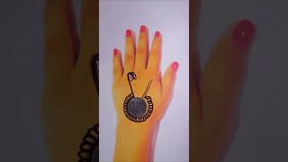 Simple mehndi design using safety🧷 mehndi youtubeshorts shorts viralvideo [upl. by Hsivat]