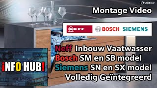 Montage video volledig geïntegreerde inbouw vaatwasser van Neff  Bosch  Siemens [upl. by Nerissa]