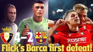 Osasuna vs FC Barcelona 42 Review  Hansi Flicks Barca first defeat in laliga [upl. by Dranyar]