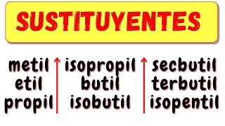 SUSTITUYENTES metil etil propil isopropil secbutil isobutil terbutil neopentil isopentil [upl. by Alaek]