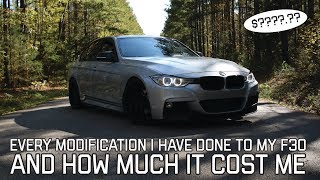 EVERY MODIFICATION IVE DONE TO MY F30  HOW MUCH IVE SPENT SO FAR [upl. by Yldarb]