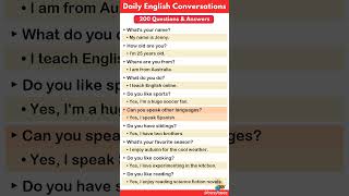 Improve English Speaking Skills🔥 200 Common Questions and Answers in English 🔥 English conversation [upl. by Deehan25]