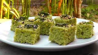 Vegan Vegetarisches Indisches Rezept Grüne Moong Dhokla [upl. by Elinnet552]