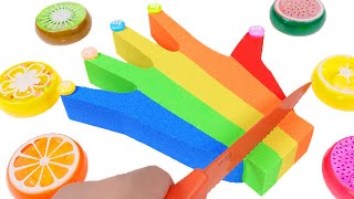 Satisfying ASMR Video 🌈  Kinetic Sand Hand Mixing Slime 🥰  RAINBOW Kinetic Sand Art Cutting 3 [upl. by Uhthna]