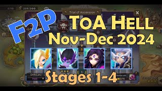 F2P NovDec 2024 ToA Hell Stages 1234  Summoners War SW [upl. by Omor]