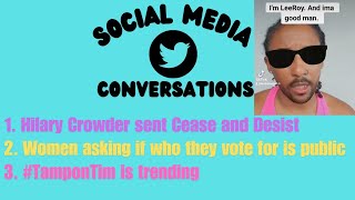 Tweet Threads Hilary Crowder is sent a Cease and Desist Voter Info TamponTim AND A BONUS [upl. by Miculek]