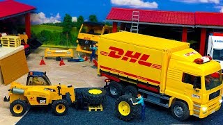 TOY videos for children  BRUDER tractor wheels delivery  DHL [upl. by Tallula407]