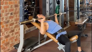 Incline BB Chest Press  exercise for upper chest Use correct form for safe injuryfree progress [upl. by Montano368]