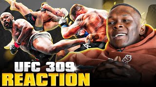 Isreal Adesanya Reacts To Jon Jones BRUTAL Spinning Back Kick TKO  UFC 309 [upl. by Drallim]