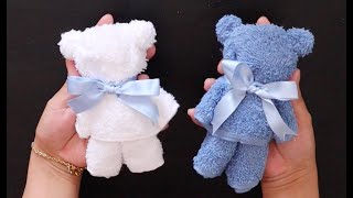 DIY TOWEL TEDDY BEAREASY step by step beartowel souvenir diy viral shorts tutorial teddybear [upl. by Aivle]