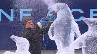 Inside Bostons ice sculptures being created for First Night [upl. by Ella]