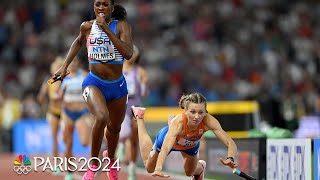 Team USA claims WORLD RECORD via SHOCKING 4x400 mixed relay finish at Worlds  NBC Sports [upl. by Gabriello685]