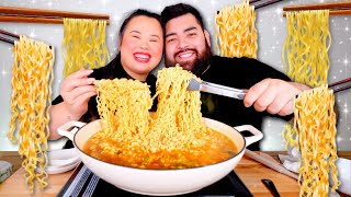 GIANT KOREAN RAMEN NOODLES MUKBANG 먹방 COOKING AND EATING EATING SHOW THE BEST RAMEN EVER [upl. by Yllen]