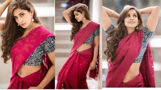 Samyuktha shan hot navel show in Saree [upl. by Lancey]