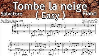 Tombe la neige Easy Piano Sheet Music  Salvatore Adamo  by SangHeart play [upl. by Ecnerrat]