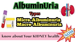 What is AlbuminuriaTypes Albuminuria testmicroalbuminuriaMacroalbuminuriaCauses of Albuminuria [upl. by Hanleigh]