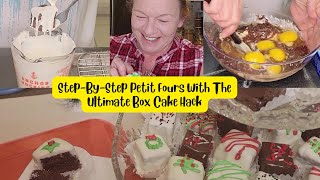 Easy Way To Make Petit Fours with Box Cake and Decorate [upl. by Arnie682]