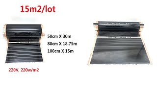 MINCO HEAT 15m2lot Underfloor Room Heater AC220V 220wm2 Infrared Carbon Heating Film [upl. by Langill]