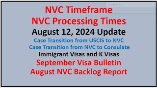 NVC Processing Times As of August 12 2024  September Visa Bulletin  August NVC Backlog Report [upl. by Erodroeht]