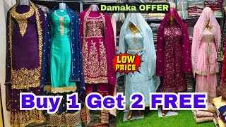 Buy 1 Get 2 FREE Designer Suits Pakistani Fancy Dress Materials A1 Dresses Hyderabad Market [upl. by Brand]