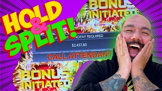 SPECTACULAR HUGE JACKPOT with VegasLowRoller on Split N Win Link Slot Machine [upl. by Linder]