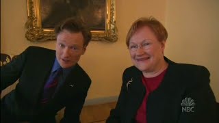 Conan Travels  quotConan Meets Finnish President Tarja Halonenquot  31006 [upl. by Smada]