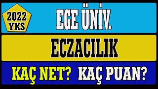 ege üniversitesi eczacılık kaç net kaç puan yks 2022 [upl. by Naryb]