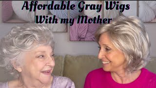 Affordable Wigs  Trying on 6 Gray Wigs from The Wig Company Fun with my Mother [upl. by Ydnahs]