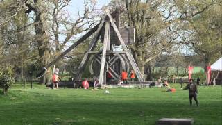 Trebuchet firing a fireball at Warwick Castle HD [upl. by Dorie]