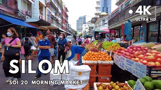 4K UHD Walking around Silom Soi 20 Morning Market in Bangkok Thailand [upl. by Queri]