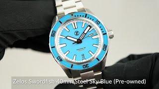 Zelos Swordfish 40mm Steel Sky Blue Preowned [upl. by Cirdor860]