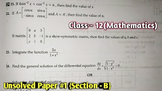 Class 12 maths self assessment paper solutions  section B  paper 1  mathematics analysis [upl. by Ethelda277]