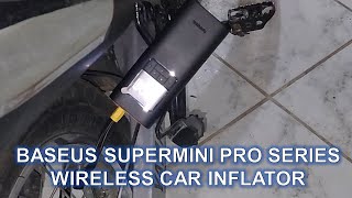 BASEUS SUPERMINI PRO SERIES WIRELESS CAR INFLATOR EM FUNCIONAMENTO ENCHENDO PNEUS DE MOTO [upl. by Anitirhc]