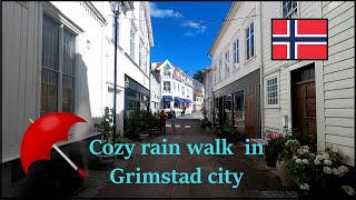 Cozy rainy day walk in Grimstad city  Norway [upl. by Khanna988]