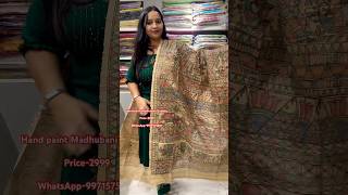 Latest Madhubani handpaint dupatta love song newsong trending sareesdrapping silkfabric [upl. by Ydnelg]