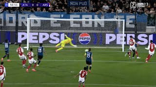 🔥🧱 Arsenals David Raya penalty save vs Atalanta  Mateo Retegui penalty miss vs Arsenal  UCL [upl. by Merell]